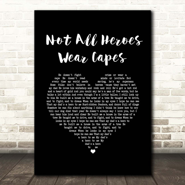 Owl City Not All Heroes Wear Capes Black Heart Song Lyric Print