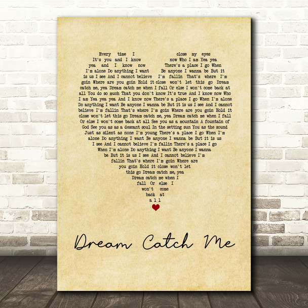 Newton Faulkner Dream Catch Me Vintage Heart Song Lyric Print