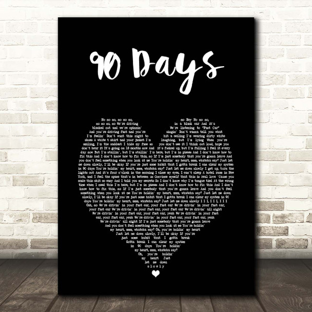P!nk 90 Days Black Heart Song Lyric Print