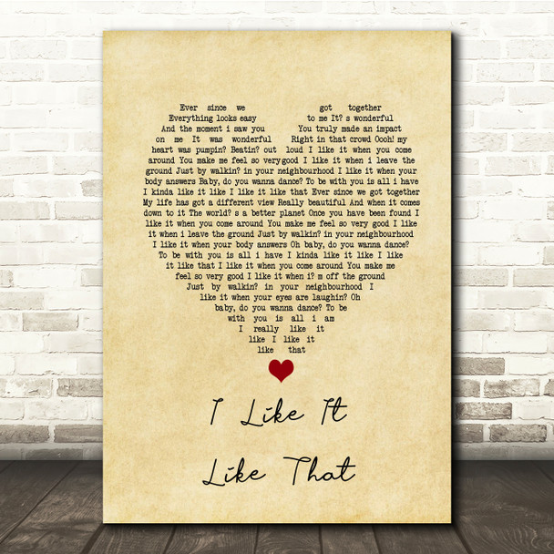 Per Gessle I Like It Like That Vintage Heart Song Lyric Print