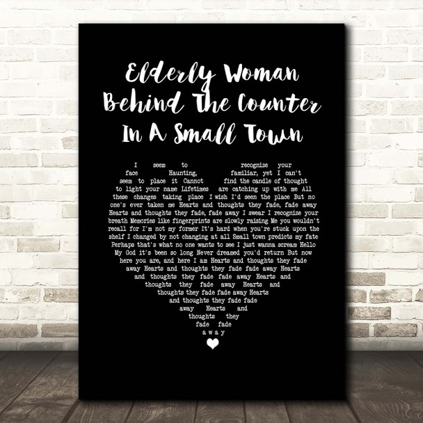 Pearl Jam Elderly Woman Behind The Counter In A Small Town Black Heart Song Lyric Print