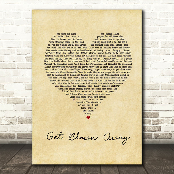 Ocean Colour Scene Get Blown Away Vintage Heart Song Lyric Quote Print
