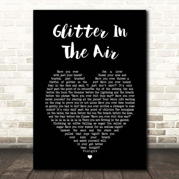 Pink Glitter In The Air Black Heart Song Lyric Print