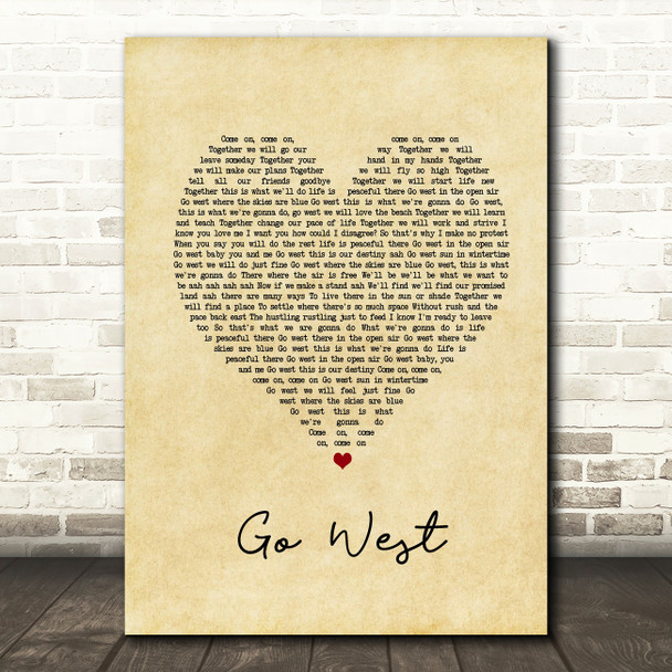Pet Shop Boys Go West Vintage Heart Song Lyric Print