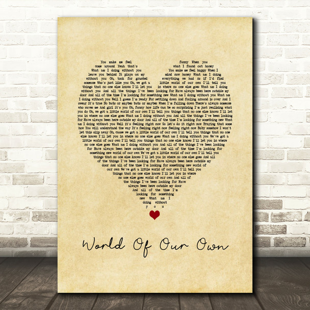 Westlife World Of Our Own Vintage Heart Song Lyric Print