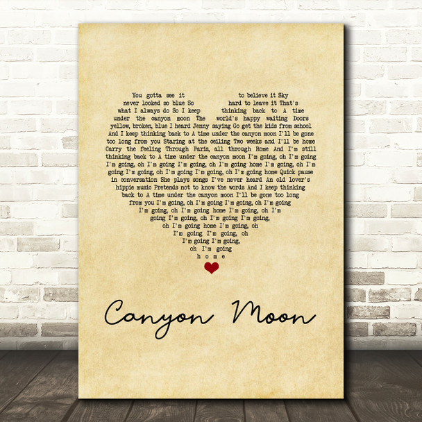 Harry Styles Canyon Moon Vintage Heart Song Lyric Music Art Print