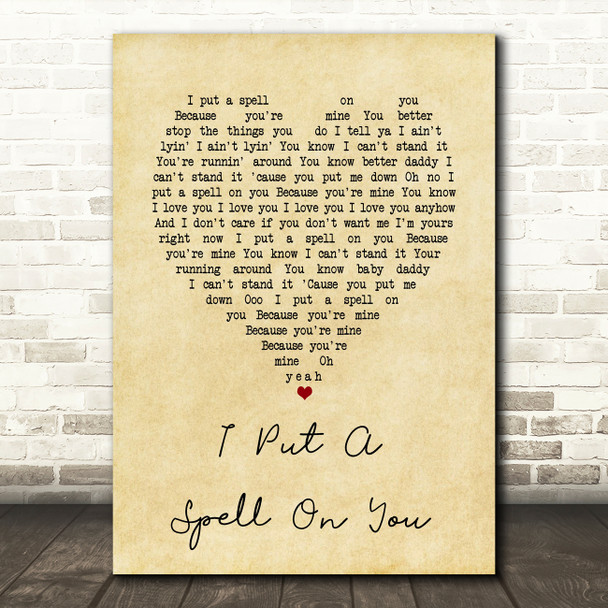 Annie Lennox I Put a Spell on You Vintage Heart Song Lyric Music Art Print