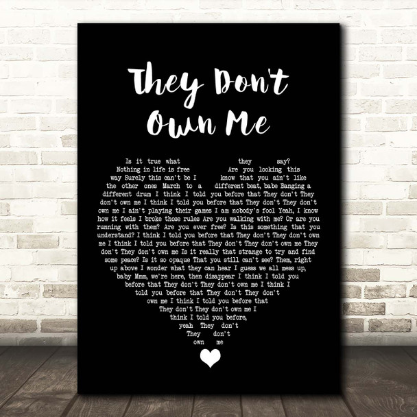 Richard Ashcroft They Don't Own Me Black Heart Song Lyric Print