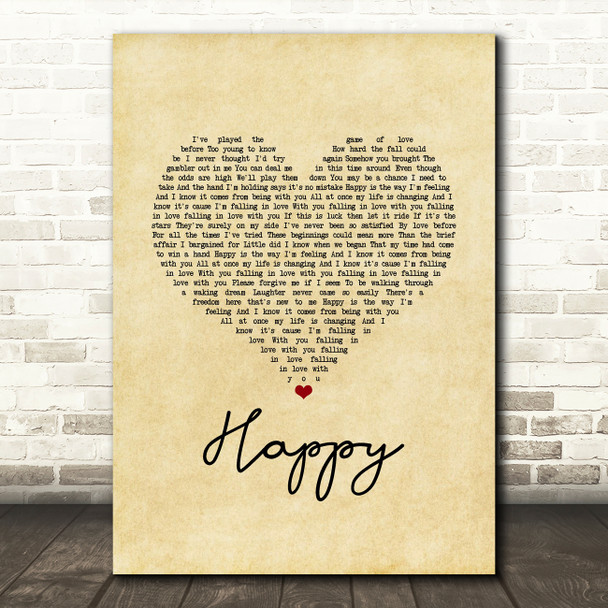 The Carpenters Happy Vintage Heart Song Lyric Music Art Print