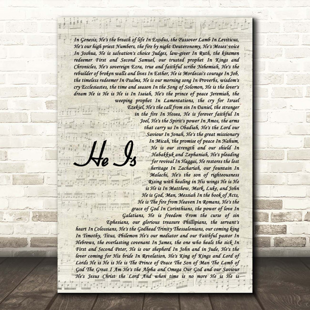 Aaron Jeoffrey He Is Vintage Script Song Lyric Print