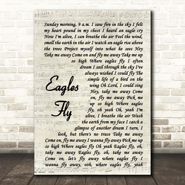 Sammy Hagar Eagles Fly Vintage Script Song Lyric Print