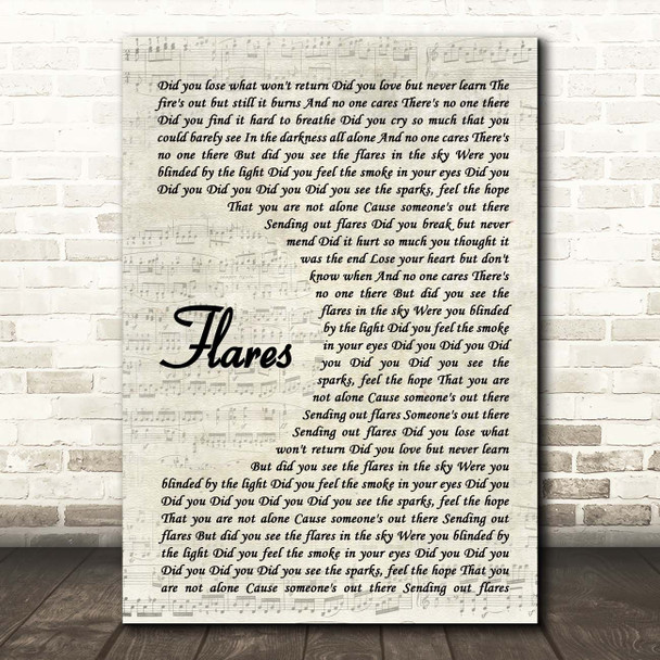 The Script Flares Vintage Script Song Lyric Print