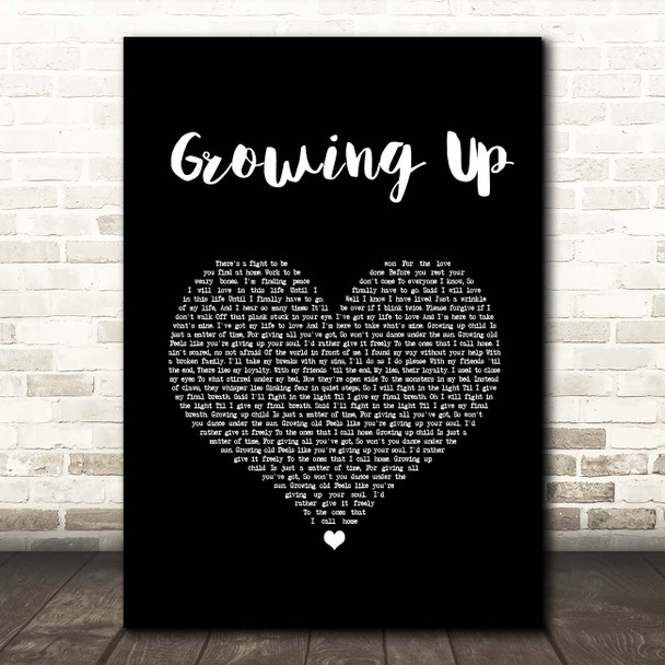 Run River North Growing Up Black Heart Song Lyric Print