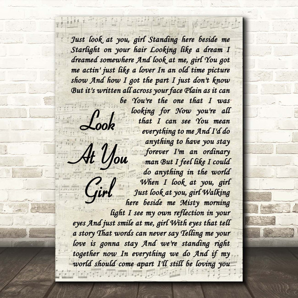 Chris LeDoux Look At You Girl Vintage Script Song Lyric Print