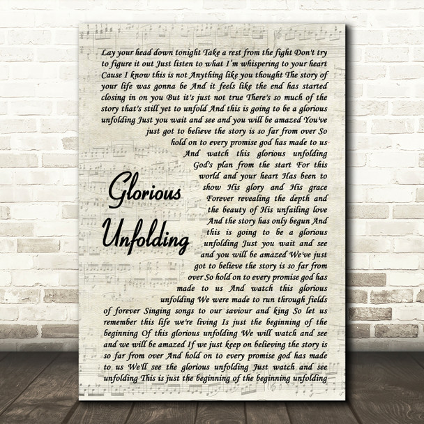 Steven Curtis Chapman Glorious Unfolding Vintage Script Song Lyric Wall Art Print