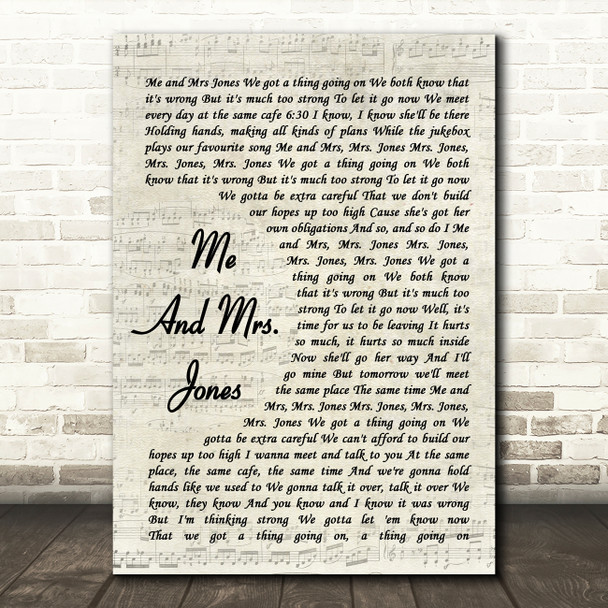Billy Paul Me And Mrs. Jones Vintage Script Song Lyric Wall Art Print