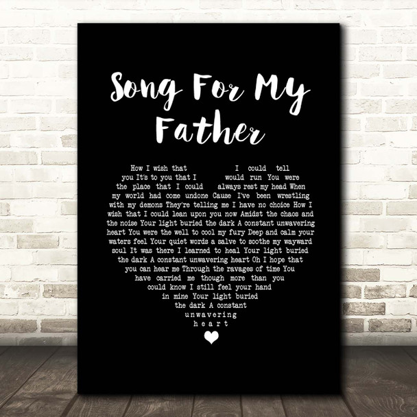 Sarah McLachlan Song For My Father Black Heart Song Lyric Print
