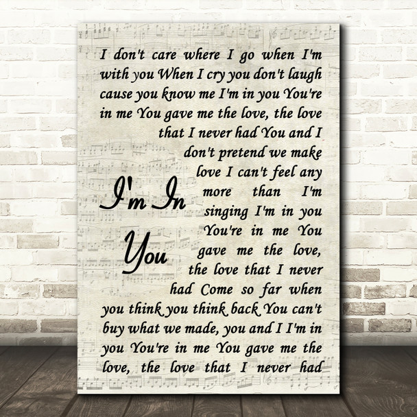 Peter Frampton I'm In You Vintage Script Song Lyric Quote Music Print