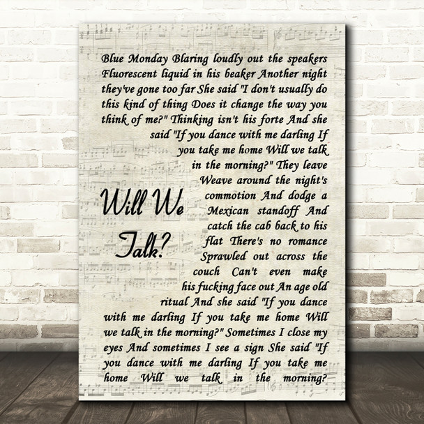 Sam Fender Will We Talk Vintage Script Song Lyric Quote Music Print