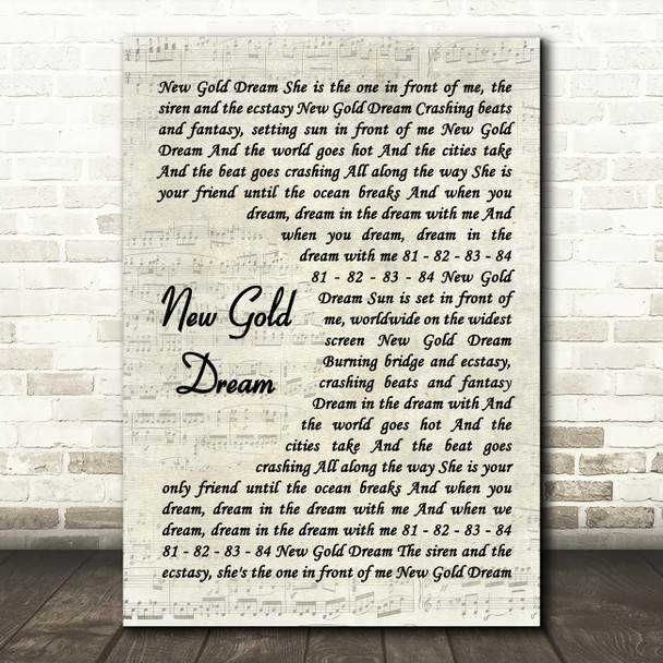 Simple Minds New Gold Dream Vintage Script Song Lyric Quote Music Print