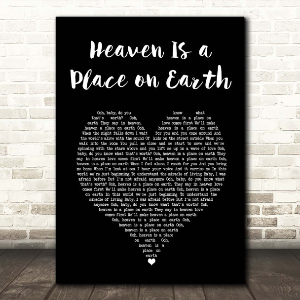 Belinda Carlisle Heaven Is a Place on Earth Black Heart Song Lyric Print
