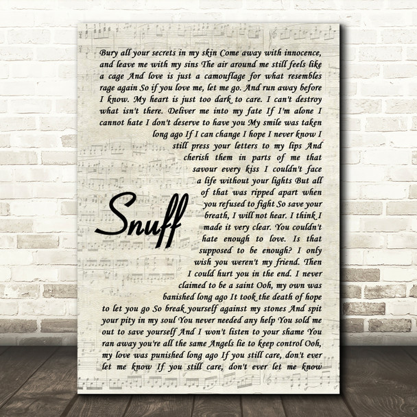Slipknot Snuff Vintage Script Song Lyric Quote Print