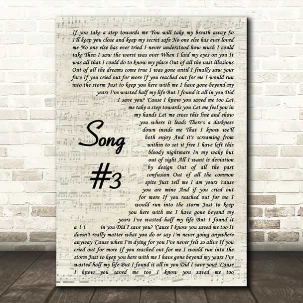Stone Sour Song 3 Vintage Script Song Lyric Quote Print