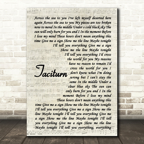 Stone Sour Taciturn Vintage Script Song Lyric Quote Print