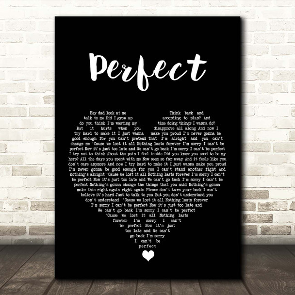 Simple Plan Perfect Black Heart Song Lyric Print