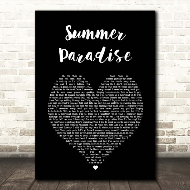 Simple Plan Summer Paradise Black Heart Song Lyric Print