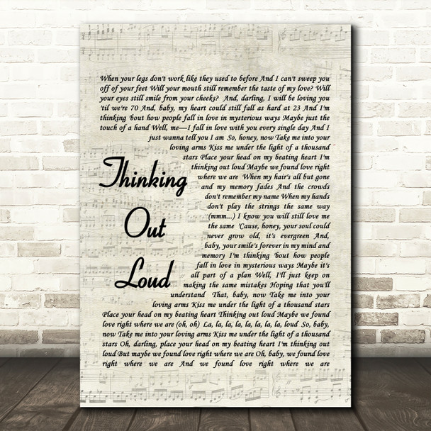 Ed Sheeran Thinking Out Loud Quote Song Lyric Print