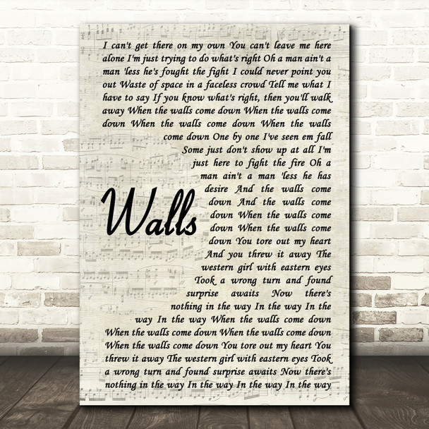 Kings Of Leon Walls Song Lyric Vintage Script Quote Print