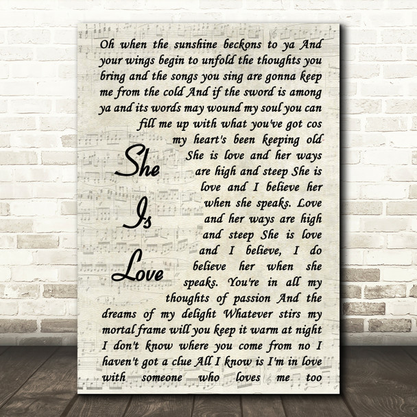 Oasis She Is Love Song Lyric Vintage Script Quote Print