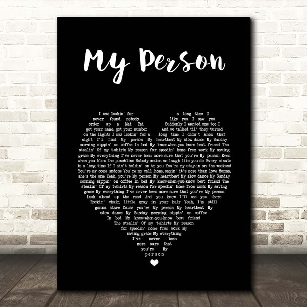 Spencer Crandell My Person Black Heart Song Lyric Print