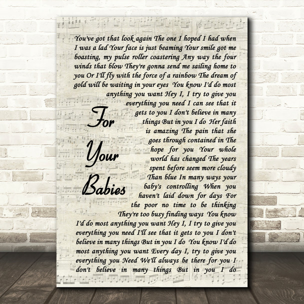 Simply Red For Your Babies Vintage Script Song Lyric Quote Print