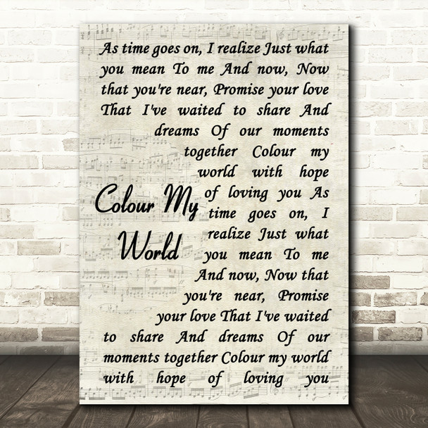 Chicago Colour My World Vintage Script Song Lyric Print