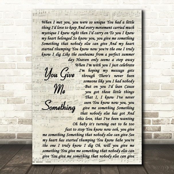 Jamiroquai You Give Me Something Vintage Script Song Lyric Print