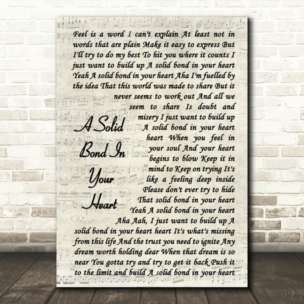 The Style Council A Solid Bond In Your Heart Vintage Script Song Lyric Print