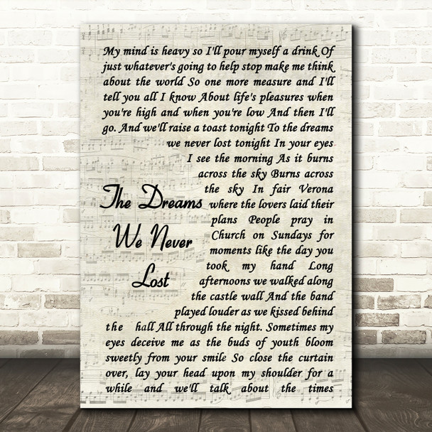 Tide Lines The Dreams We Never Lost Vintage Script Song Lyric Print