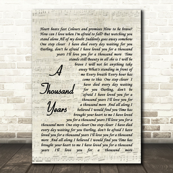 Christina Perri A Thousand Years Quote Song Lyric Print