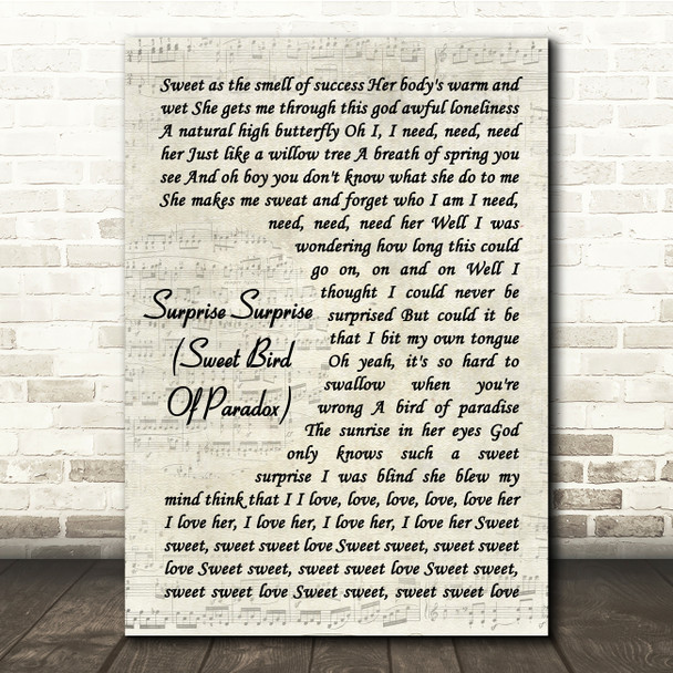 John Lennon Surprise Surprise Sweet Bird Of Paradox Vintage Script Lyric Print