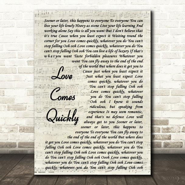 Pet Shop Boys Love Comes Quickly Vintage Script Song Lyric Print