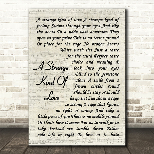 Peter Murphy A Strange Kind Of Love Vintage Script Song Lyric Print