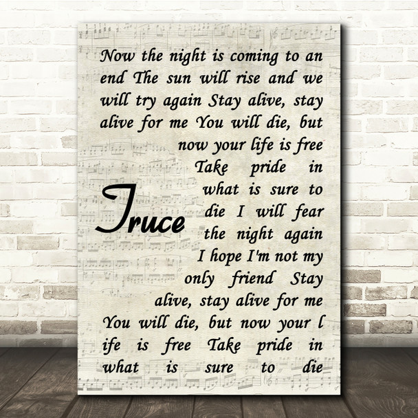 twenty one pilots Truce Vintage Script Song Lyric Print