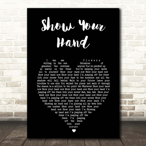 Super Furry Animals Show Your Hand Black Heart Song Lyric Print