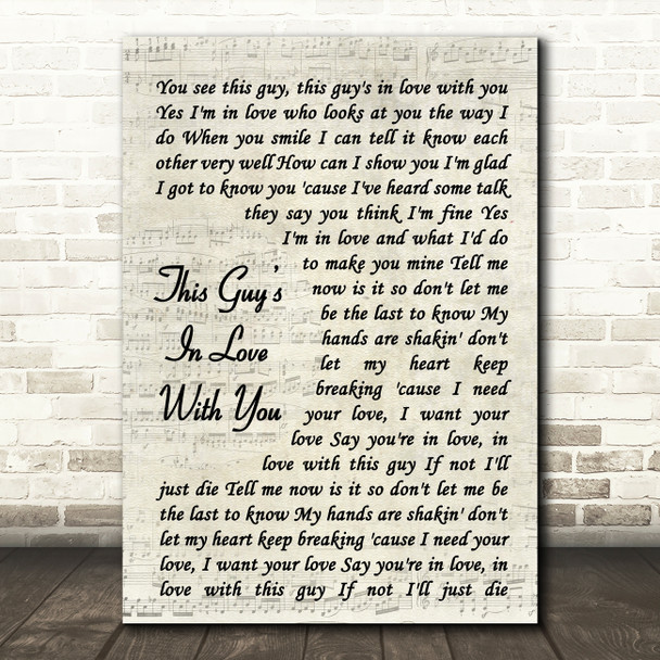 Herb Albert This Guys In Love With You Song Lyric Vintage Script Quote Print