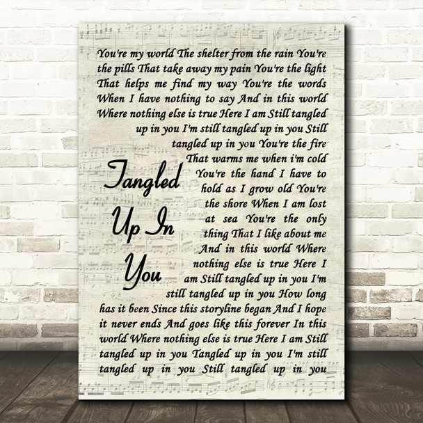 Staind Tangled Up In You Song Lyric Vintage Script Quote Print