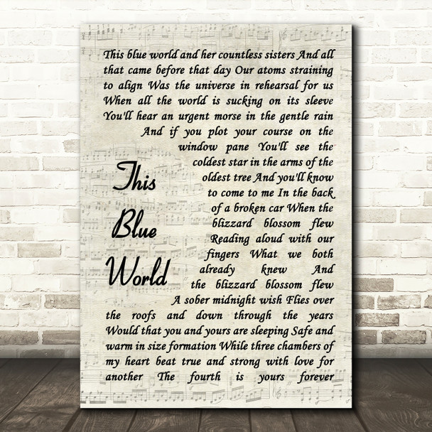 Elbow This Blue World Vintage Script Song Lyric Print