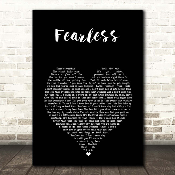 Taylor Swift Fearless Black Heart Song Lyric Print