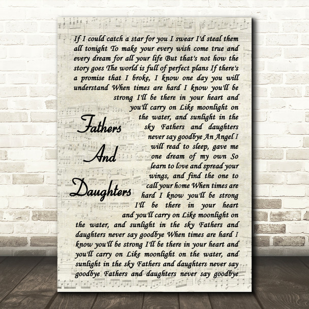 Michael Bolton Fathers And Daughters (Never Say Goodbye) Vintage Script Print